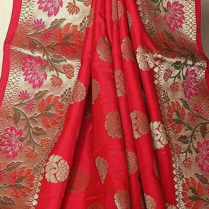 RED BUTTA MOTIF PAITHANI BANARASI KATAN SILK SAREE