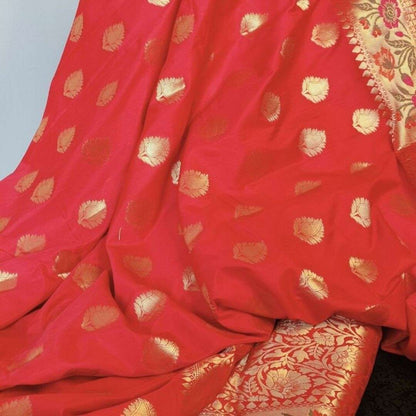 RED BUTTA MANGO MOTIF PAITHANI BANARASI KATAN SILK SAREE