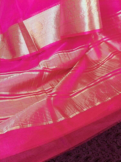 MAGENTA PLAIN BANARASI ORGANZA SAREE