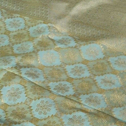 LIGHT BLUE WITH LIGHT GREEN RANGKAT BANARASI KATAN SILK SAREE