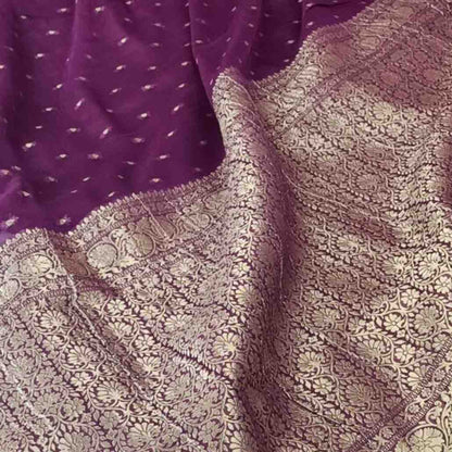 WINE BUTI PURE BANARASI KHADDI GEORGETTE SAREE