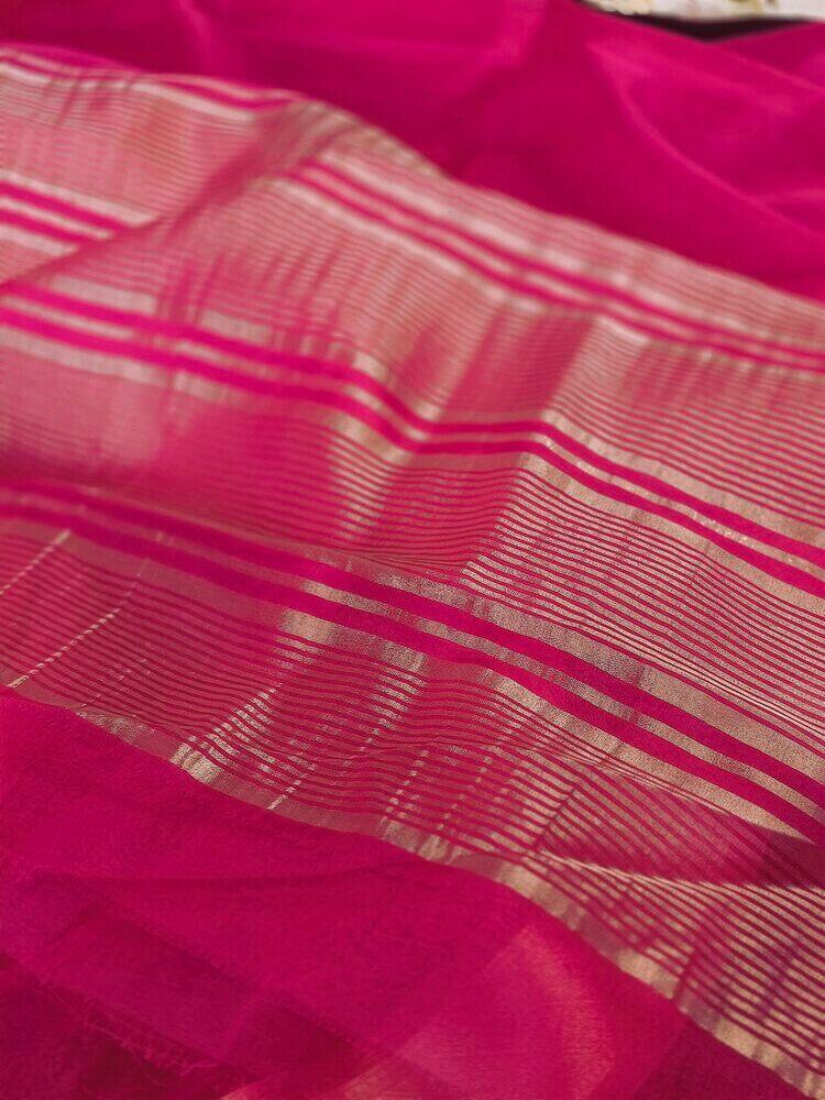 MAGENTA PLAIN BANARASI ORGANZA SAREE