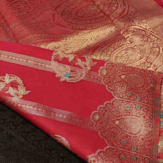 RED MEENAKARI PARTY WEAR ORGANZA