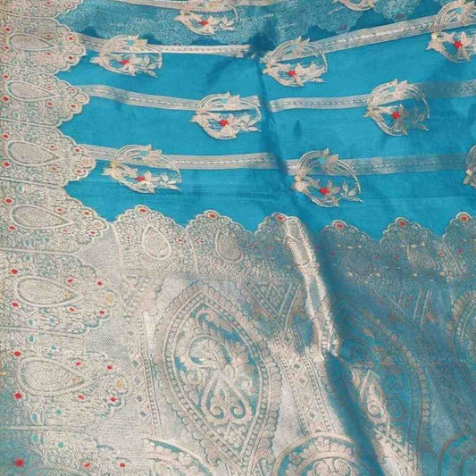 SKY BLUE MEENAKARI PARTY WEAR ORGANZA