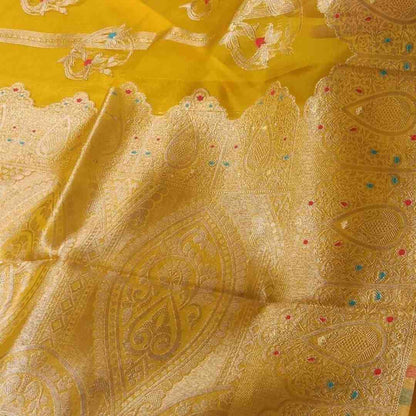 YELLOW MEENAKARI PARTY WEAR ORGANZA