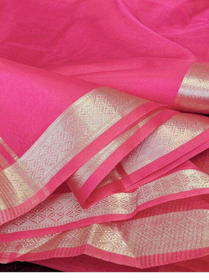 MAGENTA PLAIN BANARASI ORGANZA SAREE