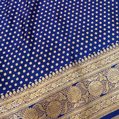 ROYAL BLUE BUTI BANARASI SATIN SILK SAREE