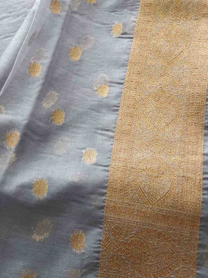 GREY ANTIQUE MEENA JAAL PARTY ORGANZA