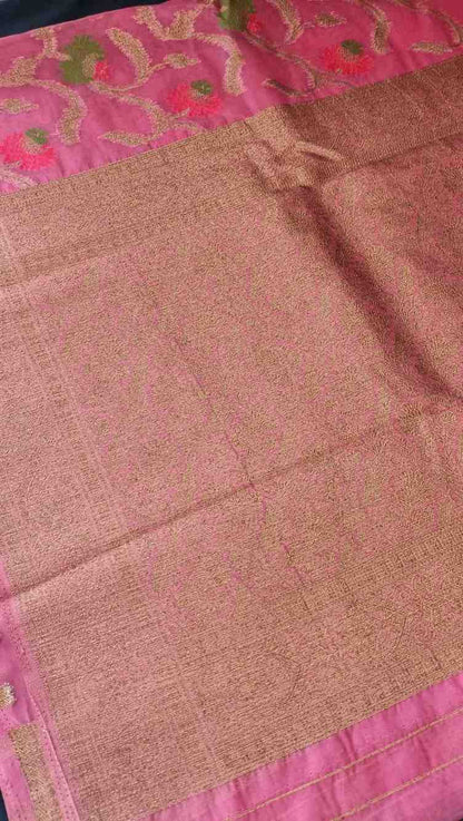 ONION PINK ANTIQUE MEENA JAAL PARTY ORGANZA