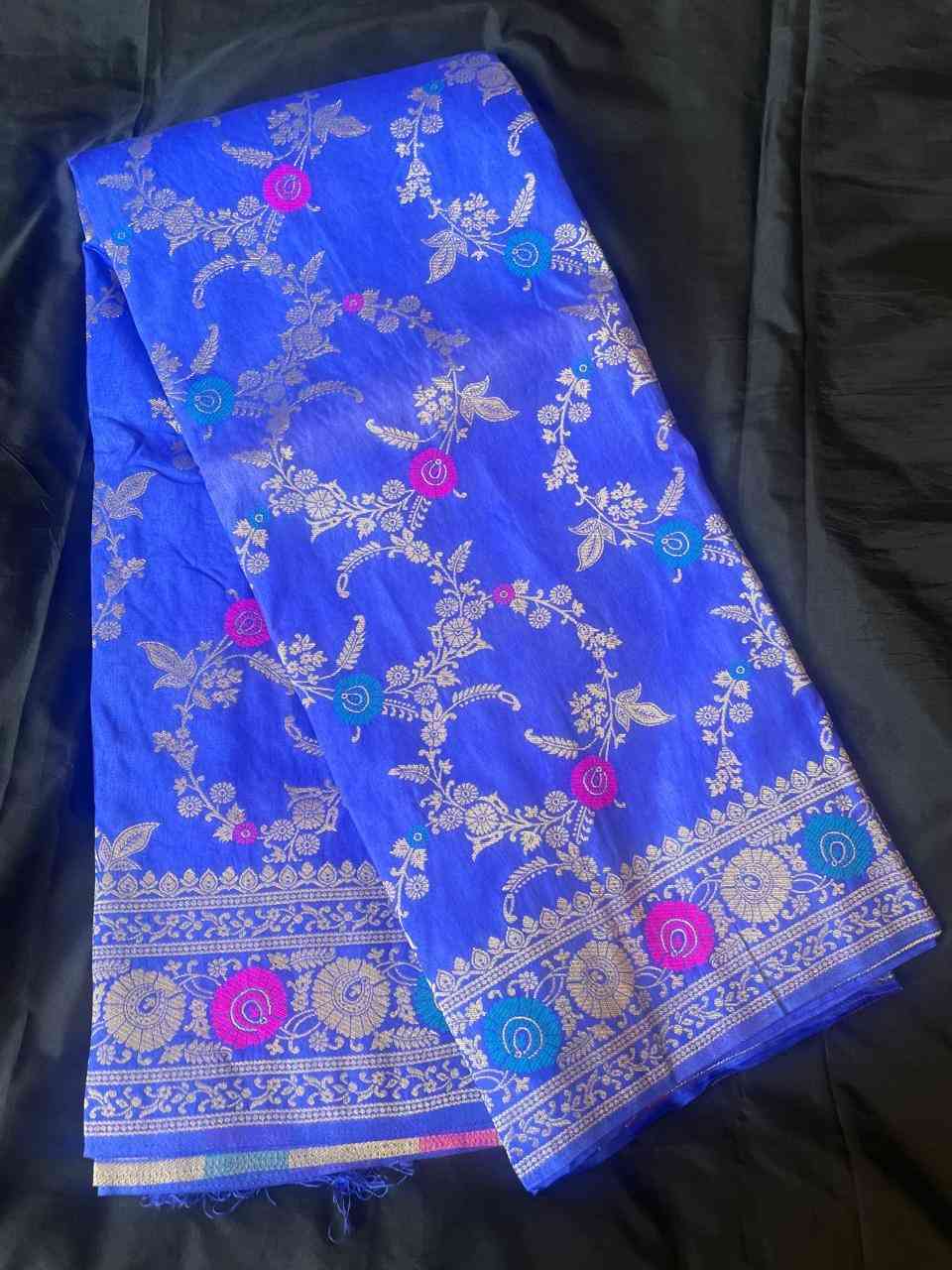 ROYAL BLUE PANCH MEENA BANARASI SEMI SILK SAREE