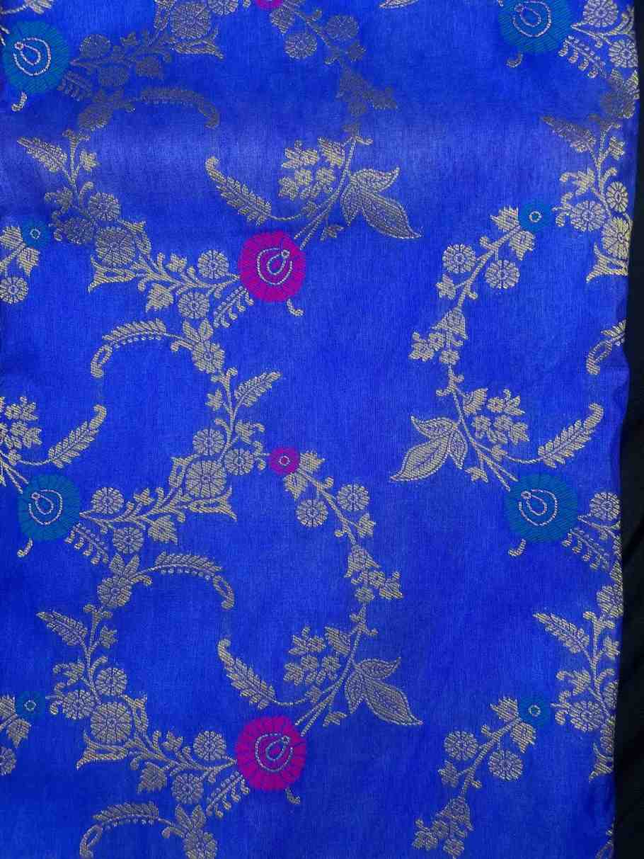 ROYAL BLUE PANCH MEENA BANARASI SEMI SILK SAREE
