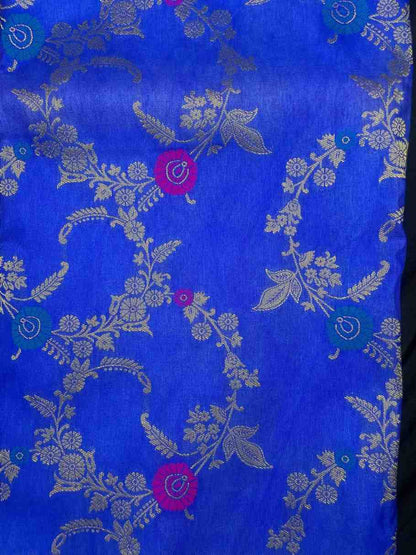 ROYAL BLUE PANCH MEENA BANARASI SEMI SILK SAREE