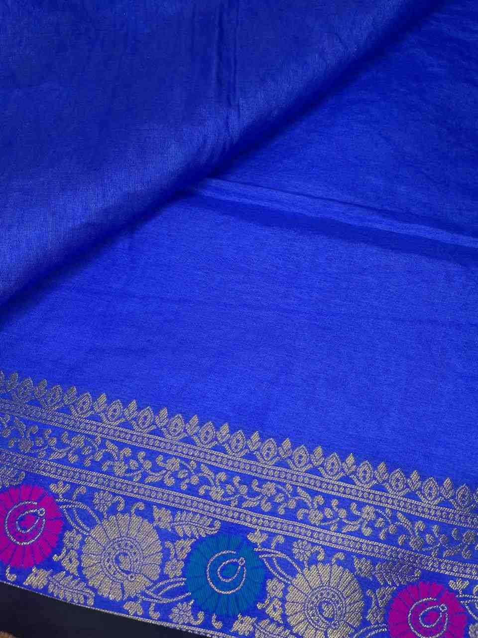 ROYAL BLUE PANCH MEENA BANARASI SEMI SILK SAREE