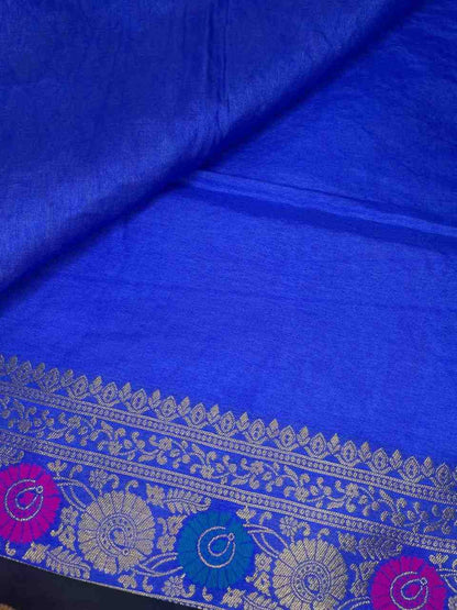 ROYAL BLUE PANCH MEENA BANARASI SEMI SILK SAREE