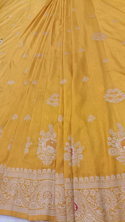 YELLOW MEENAKARI BANARASI DOLA SILK SAREE