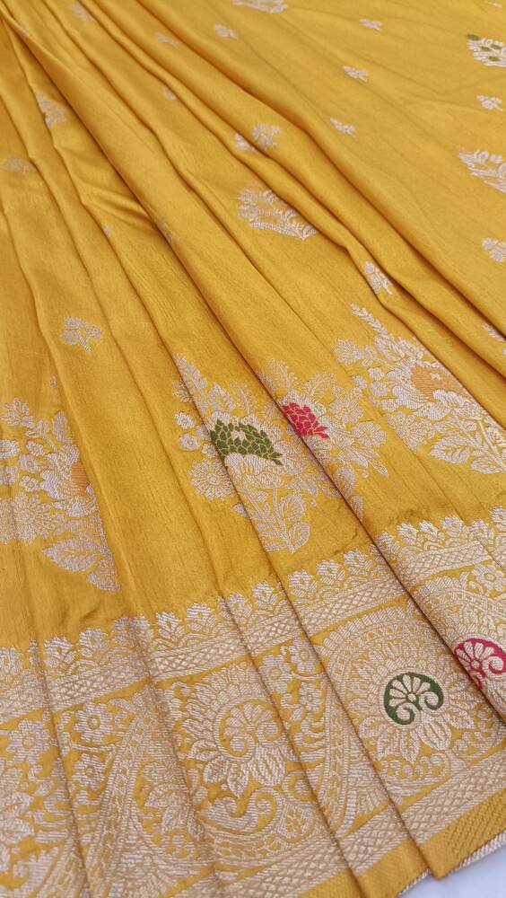 YELLOW MEENAKARI BANARASI DOLA SILK SAREE