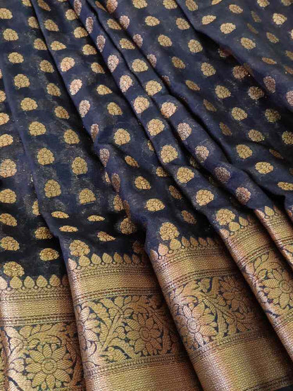 BLACK BUTI BANARASI CHINON SILK SAREE