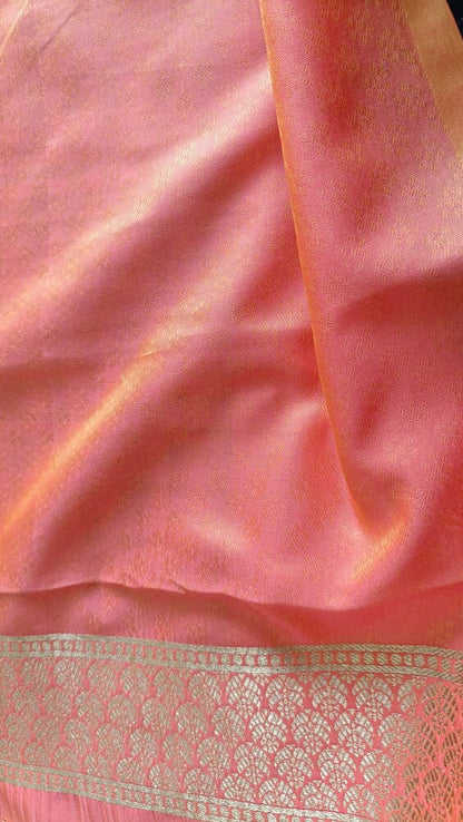 PINK AND ORANGE RANGKAT BANARASI KATAN SILK SAREE