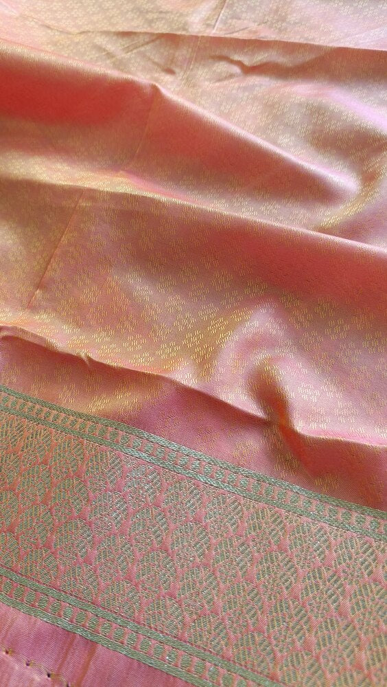 PINK AND ORANGE RANGKAT BANARASI KATAN SILK SAREE