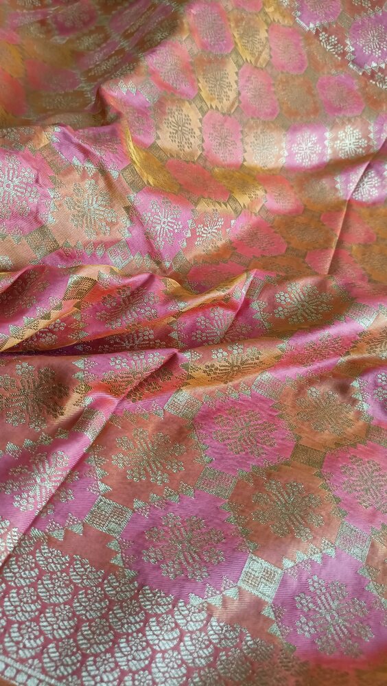 PINK AND ORANGE RANGKAT BANARASI KATAN SILK SAREE