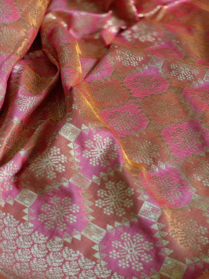 PINK AND ORANGE RANGKAT BANARASI KATAN SILK SAREE