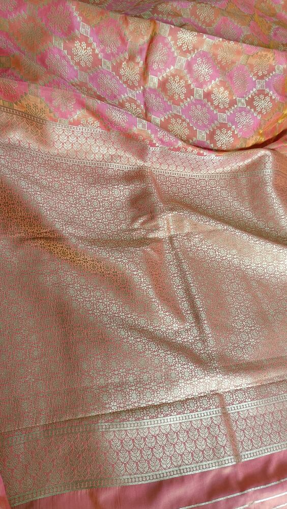 PINK AND ORANGE RANGKAT BANARASI KATAN SILK SAREE