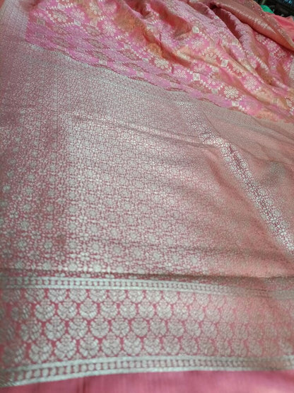 PINK AND ORANGE RANGKAT BANARASI KATAN SILK SAREE