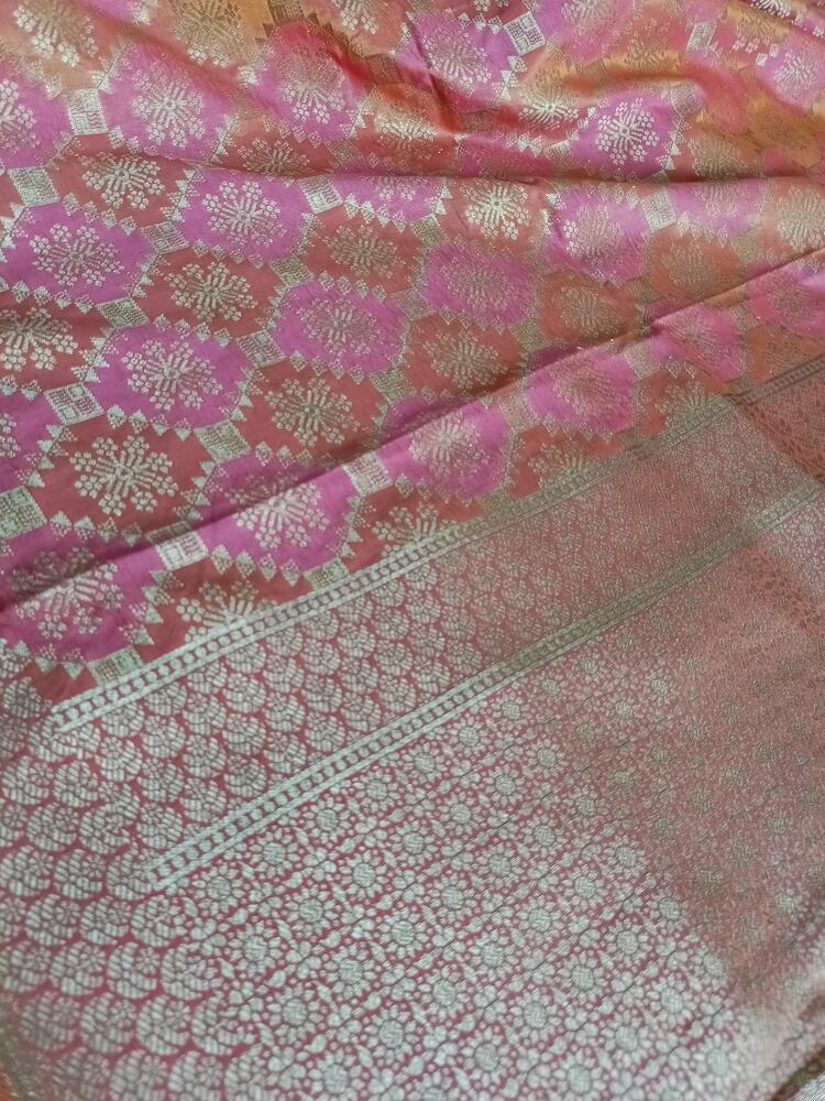 PINK AND ORANGE RANGKAT BANARASI KATAN SILK SAREE