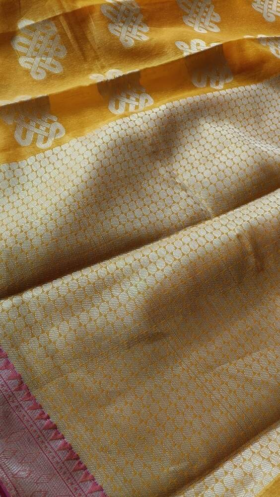 YELLOW RANGOLI BANARASI COTTON WEAVE SAREE