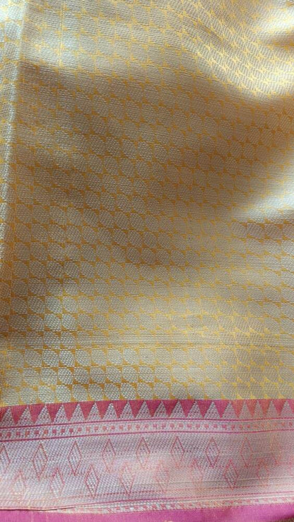 YELLOW RANGOLI BANARASI COTTON WEAVE SAREE