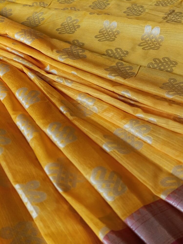 YELLOW RANGOLI BANARASI COTTON WEAVE SAREE