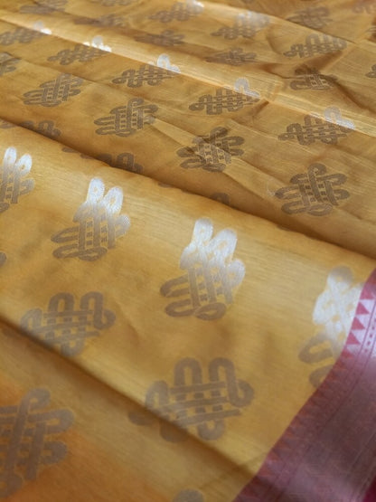 YELLOW RANGOLI BANARASI COTTON WEAVE SAREE