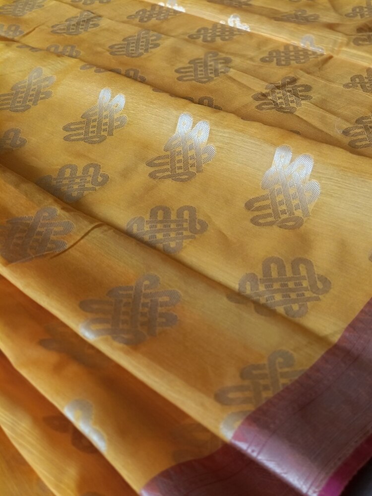 YELLOW RANGOLI BANARASI COTTON WEAVE SAREE