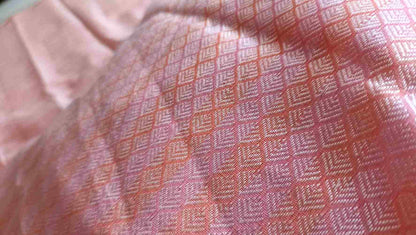 PEACH BUTTA BUTI COTTON WEAVE BANARASI SAREE