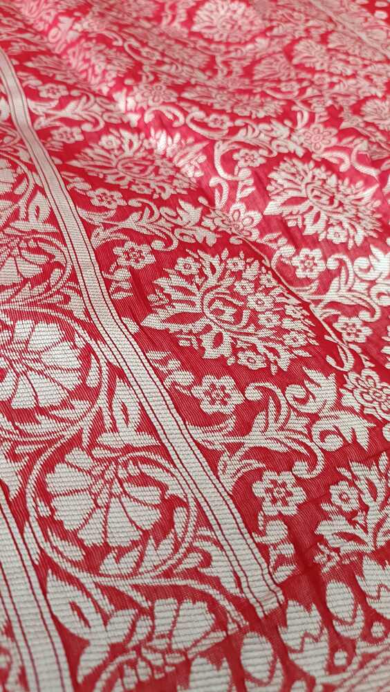 RED BUTTA BUTI COTTON WEAVE BANARASI SAREE