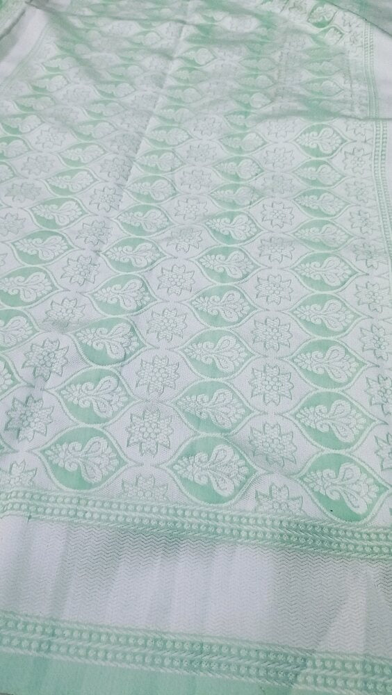 PISTA GREEN LEHARIYA BANARASI COTTON WEAVE SAREE