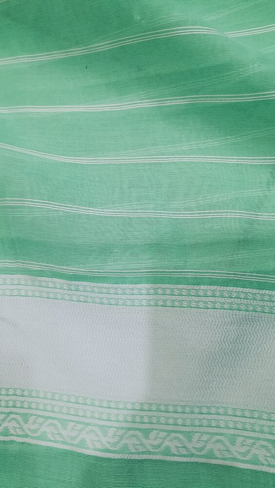 PISTA GREEN LEHARIYA BANARASI COTTON WEAVE SAREE