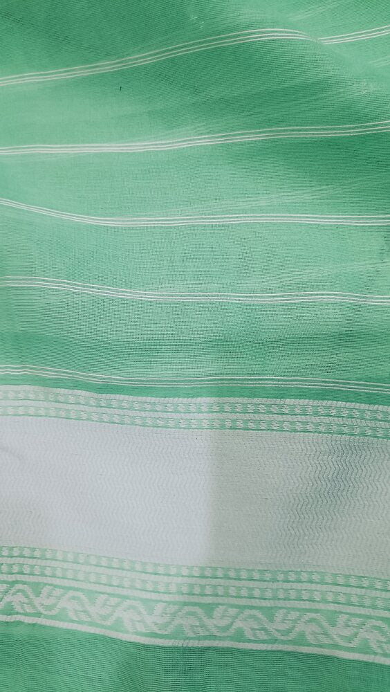 PISTA GREEN LEHARIYA BANARASI COTTON WEAVE SAREE