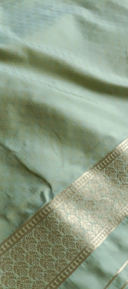 LIGHT BLUE WITH LIGHT GREEN RANGKAT BANARASI KATAN SILK SAREE