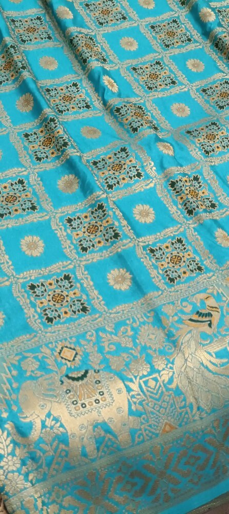 BLUE GHARCHOLA BANARASI SEMI SILK SAREE