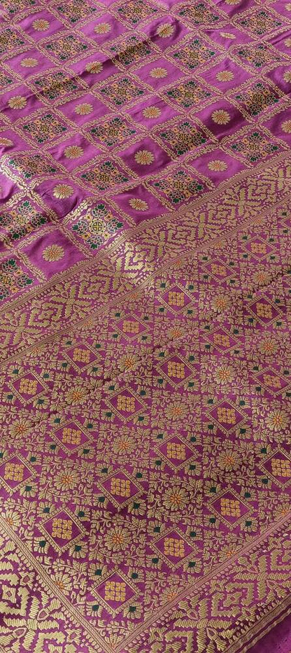 VIOLET GHARCHOLA BANARASI SEMI SILK SAREE