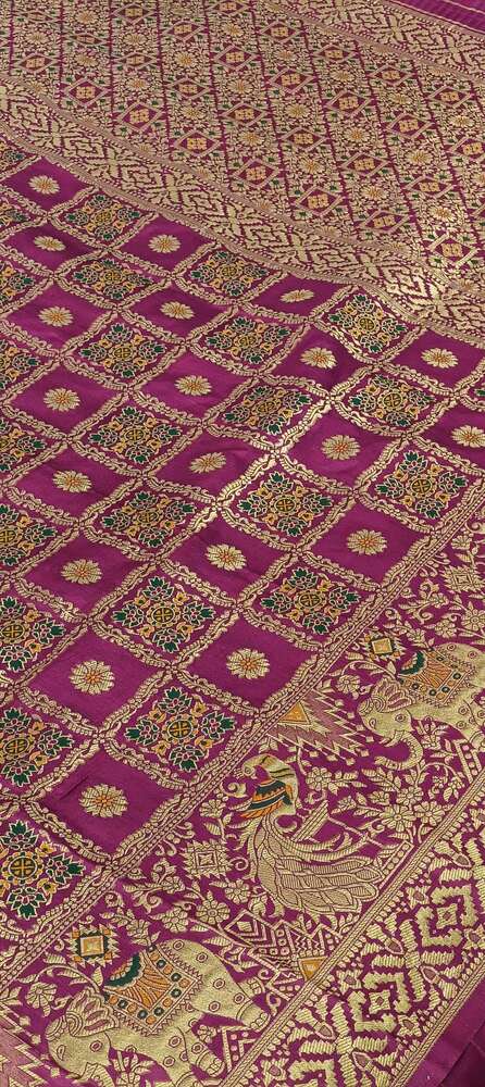 VIOLET GHARCHOLA BANARASI SEMI SILK SAREE