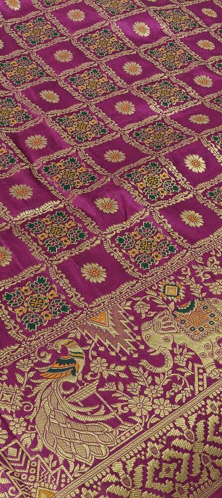 VIOLET GHARCHOLA BANARASI SEMI SILK SAREE