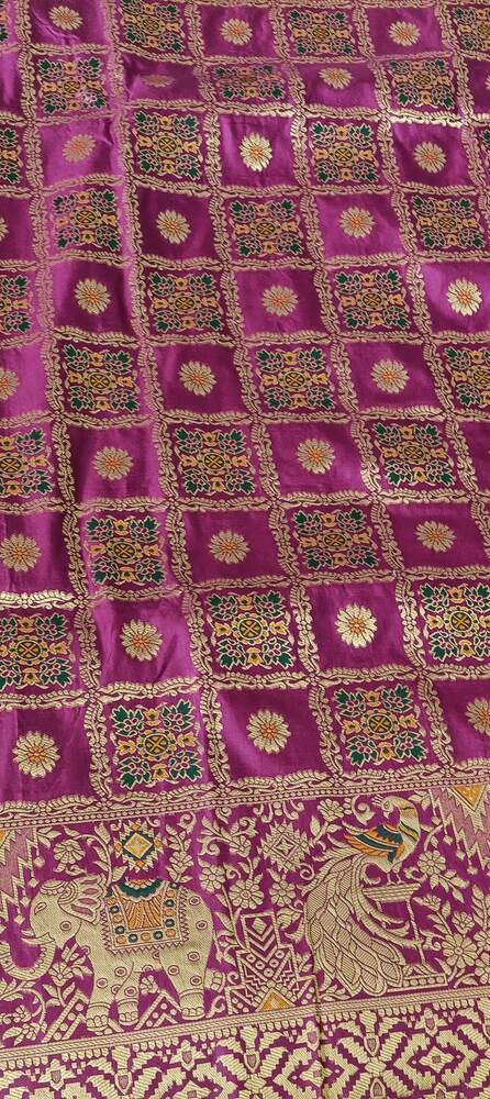 VIOLET GHARCHOLA BANARASI SEMI SILK SAREE