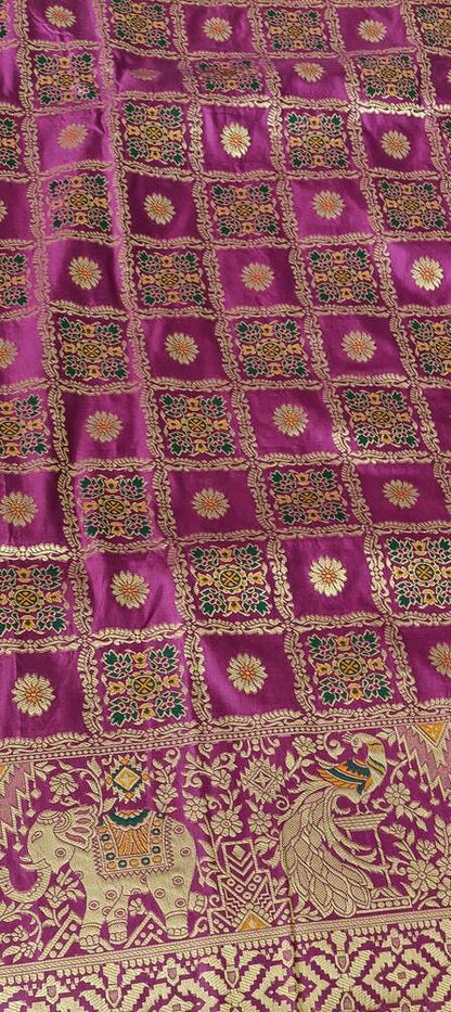 VIOLET GHARCHOLA BANARASI SEMI SILK SAREE