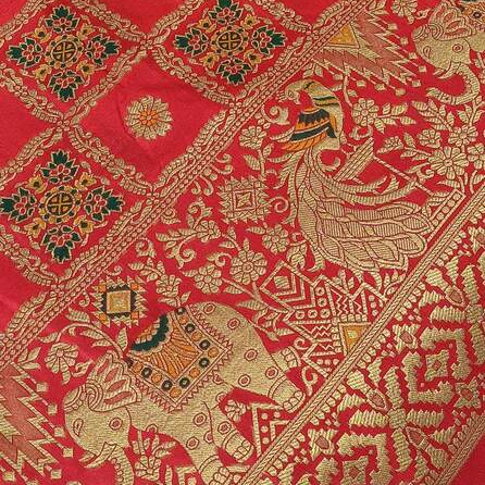 RED GHARCHOLA BANARASI SEMI SILK SAREE