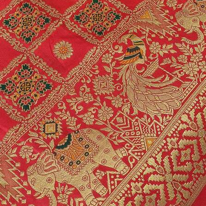 RED GHARCHOLA BANARASI SEMI SILK SAREE
