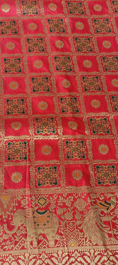 RED GHARCHOLA BANARASI SEMI SILK SAREE