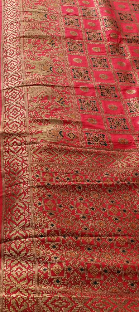 RED GHARCHOLA BANARASI SEMI SILK SAREE