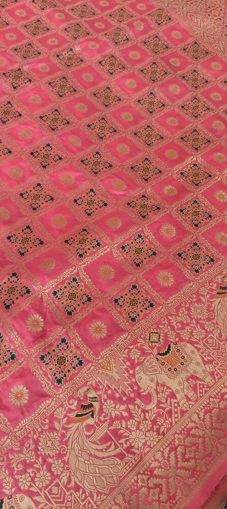 PINK GHARCHOLA BANARASI SEMI SILK SAREE